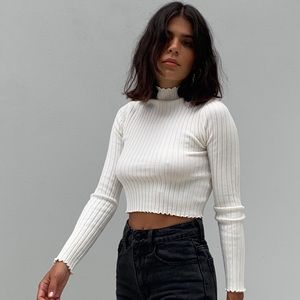 Princess Polly ribbed white crop top